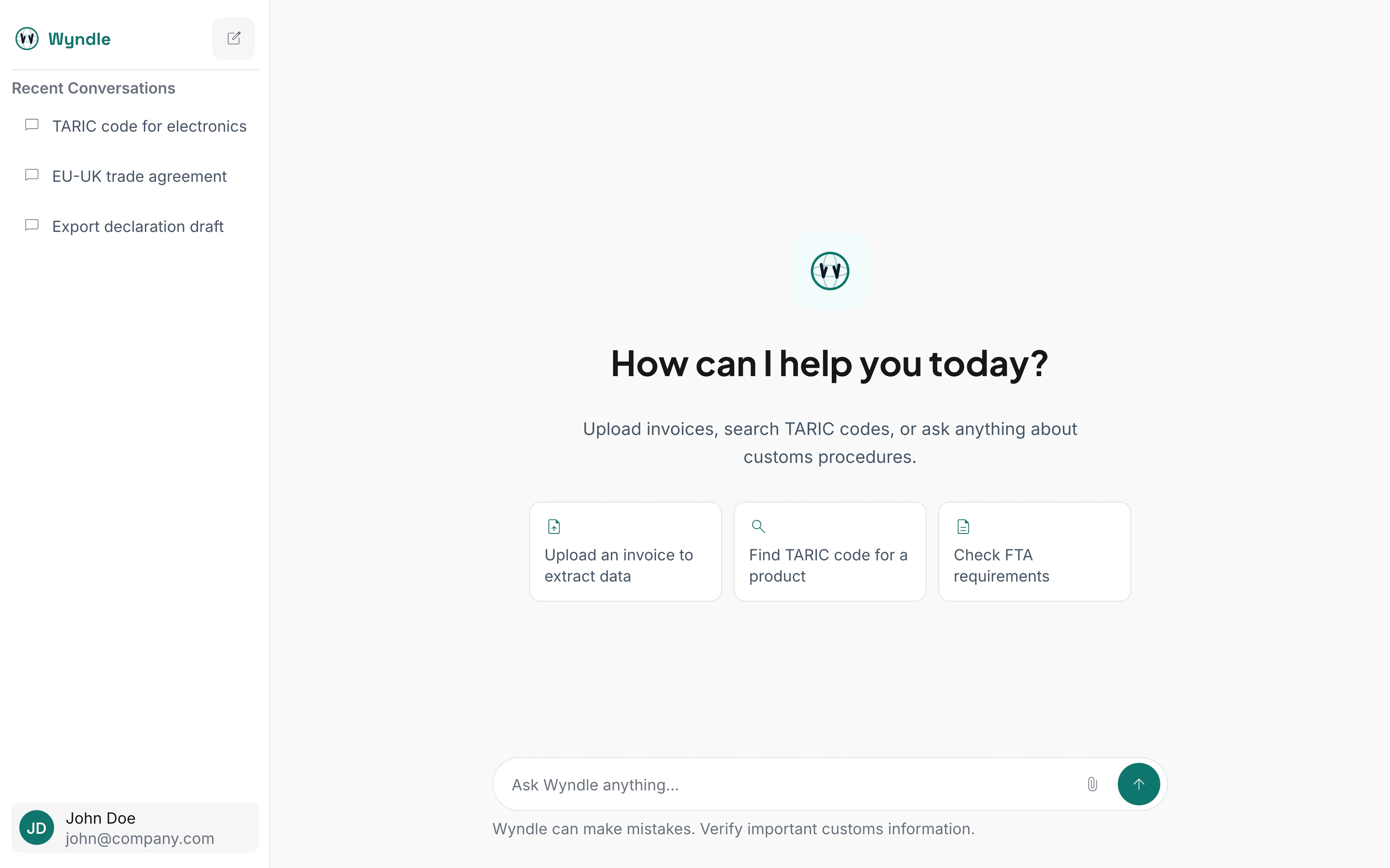 Wyndle AI Chat Demo
